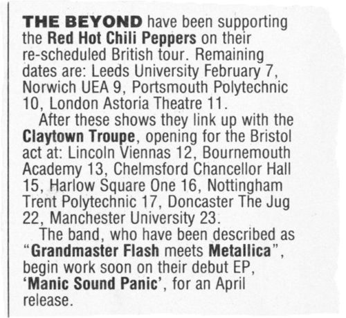 Supporting the Red Hot Chili Peppers