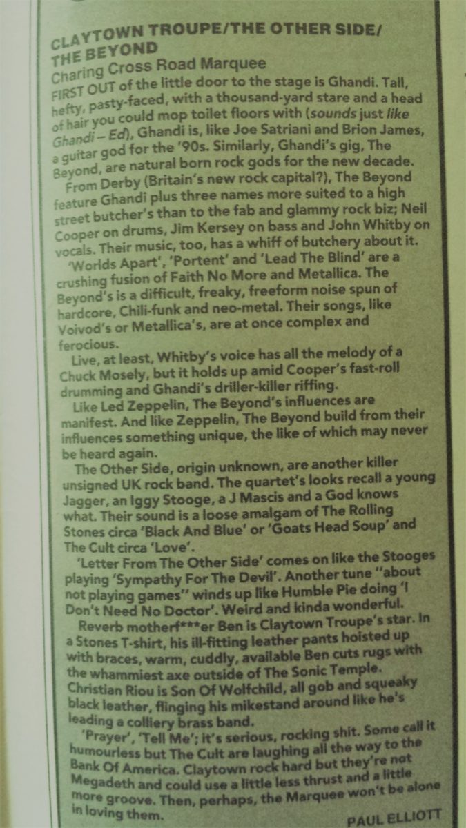 Sounds – live review supporting Claytown Troupe